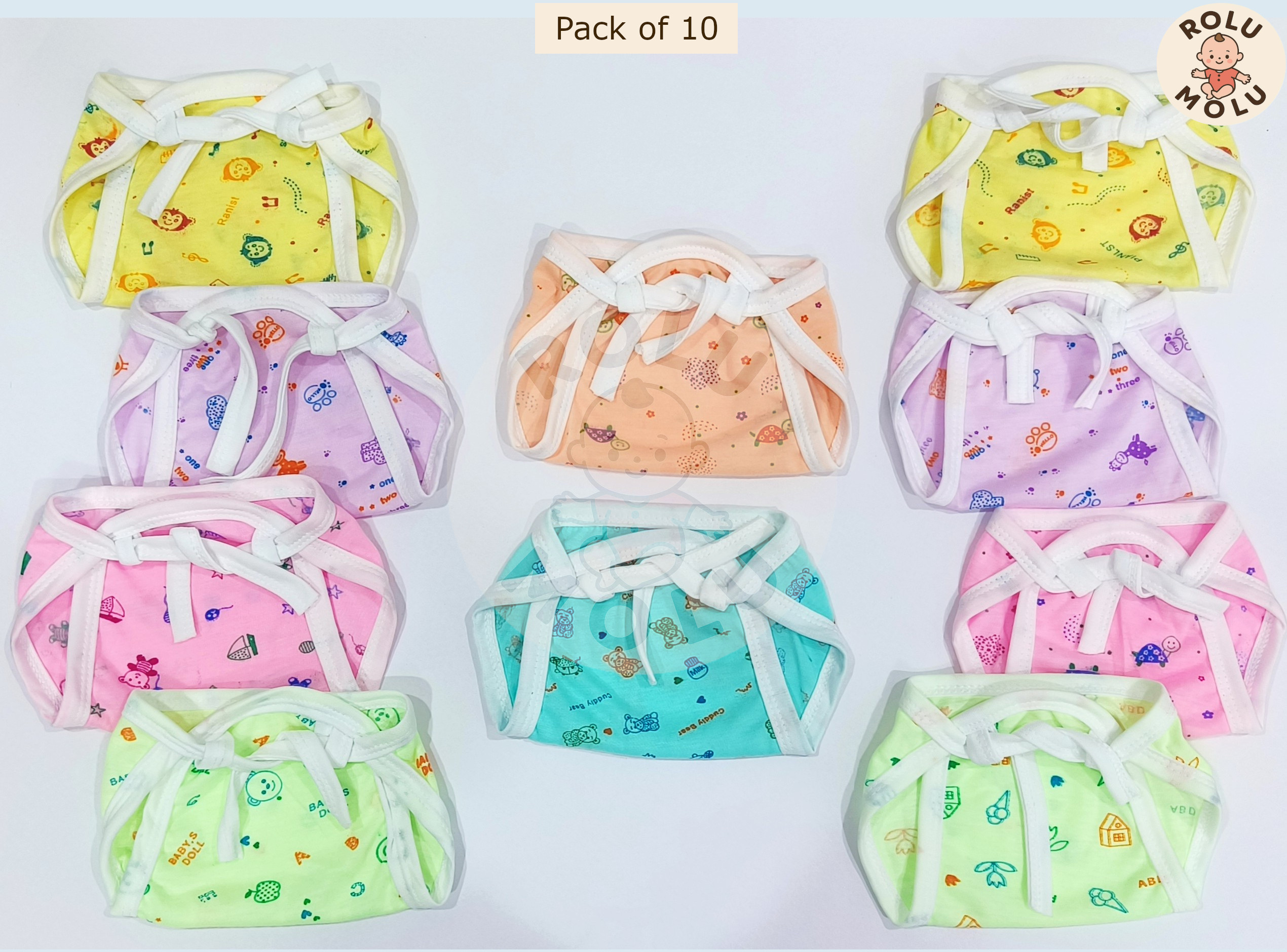 ROLUMOLU New Born Baby Nappies PACK OF 10