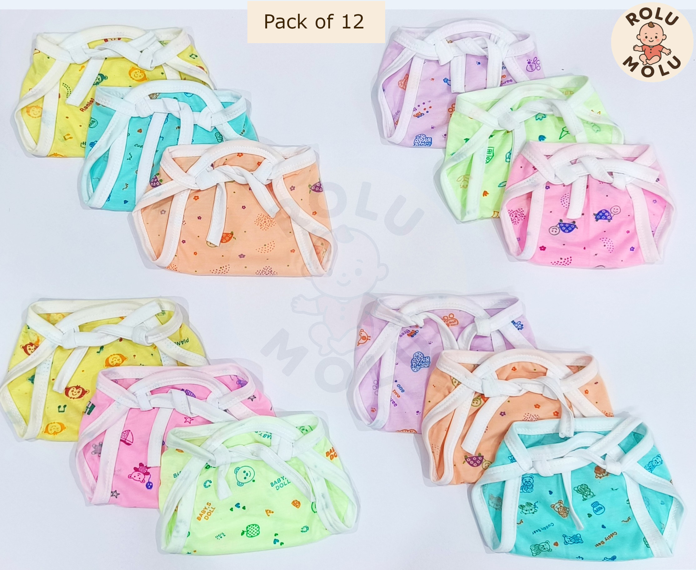 ROLUMOLU New Born Baby Nappies PACK OF 12