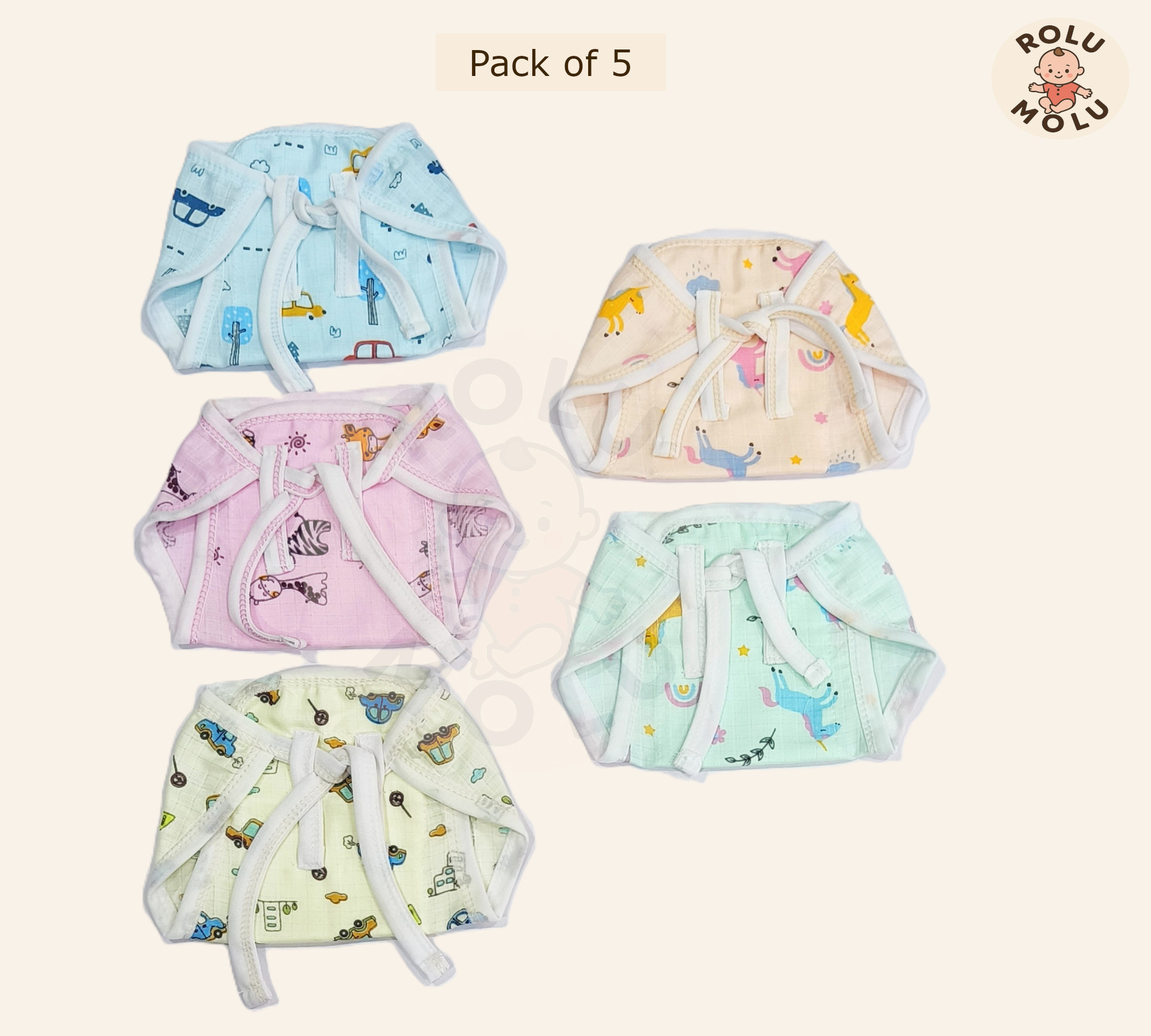 ROLUMOLU New Born Baby Nappies PACK 5-3