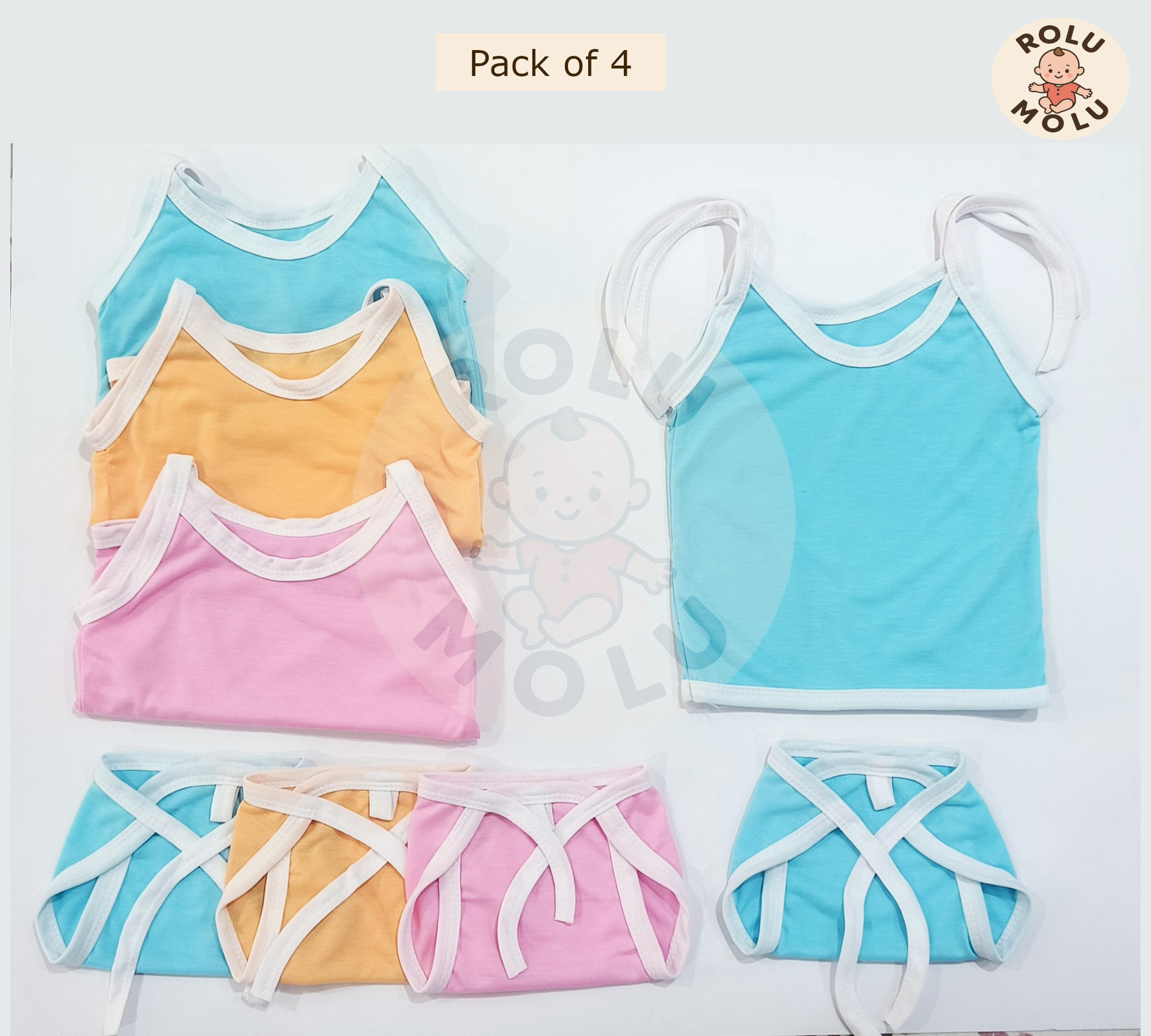 ROLUMOLU New Born Baby Nappies PACK 4 ( DORI SUIT PLAIN)