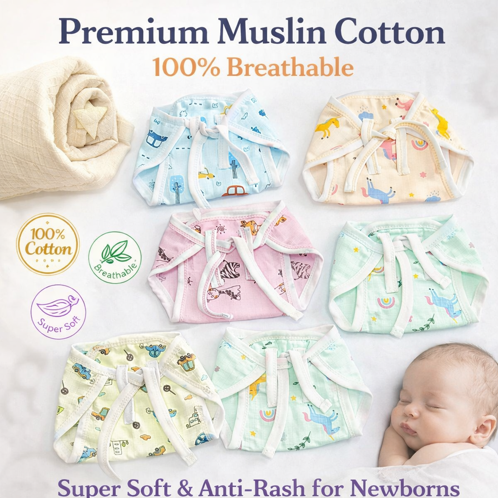 Premium Muslin Double Layered Baby Nappies | Pack of 5 | 2
