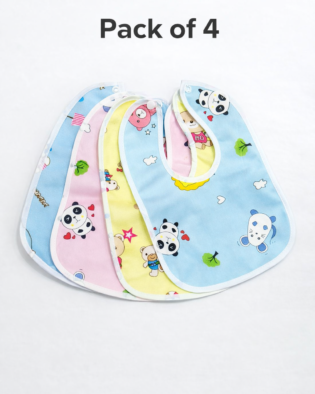 Waterproof Cotton Baby Bibs with Snap Buttons | Pack of 4