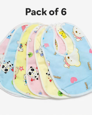 Waterproof Cotton Baby Bibs with Snap Buttons | Pack of 6
