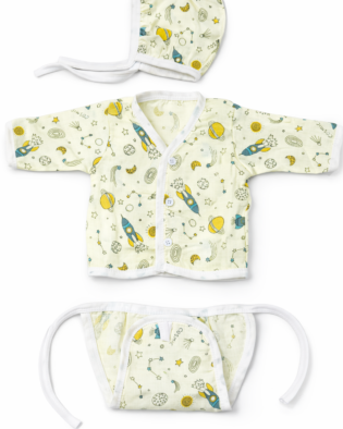 Newborn Baby Muslin Cotton Full Sleeve Jhabla, Cap, and Nappy Set | Pack of 4