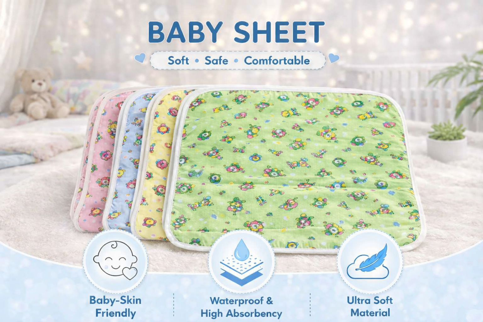 Newborn Baby Waterproof Plastic Sheets | Urine Mat Sheets Changing Station | Pack of 6 | Size 24 X 18.5 inches - Image 3
