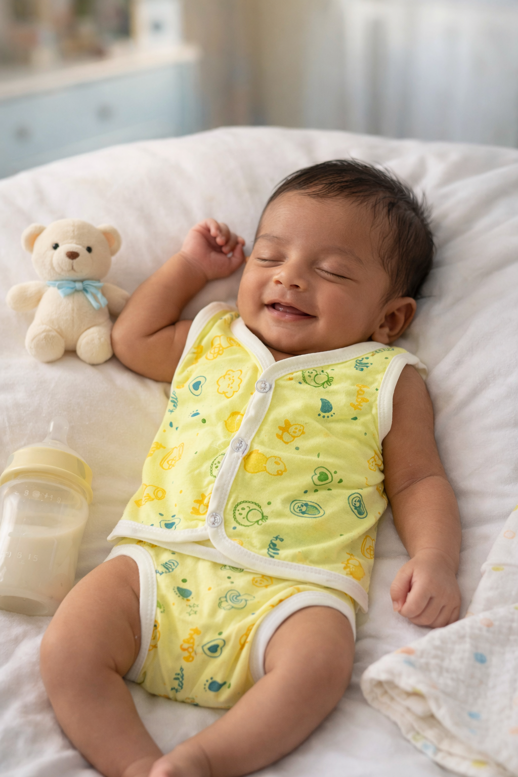 Newborn Baby Hosiery Front Open Jhabla with Nappy Set in Multi - Color | Pack of 6 - Image 2