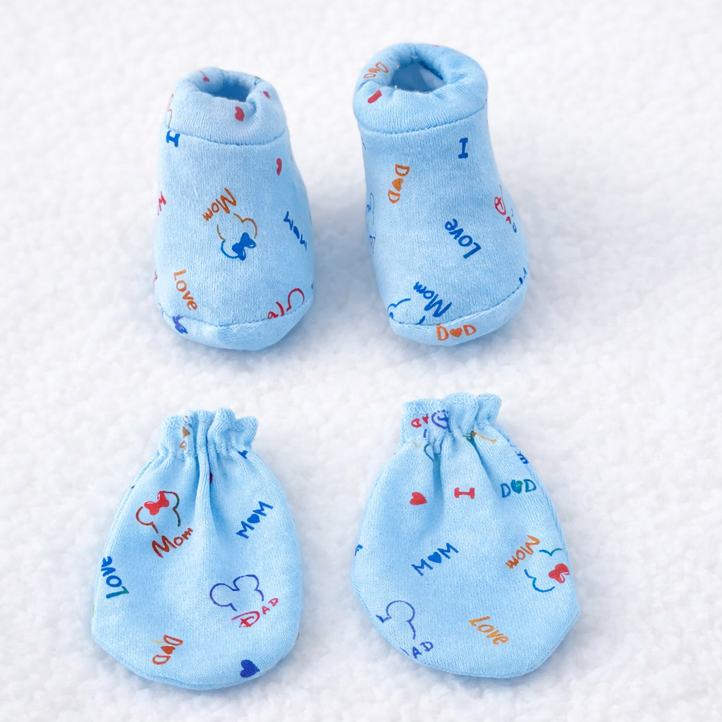 Cotton Interlock Knit Mitten & Booties Set with Floral Print | 30 cm Diameter | Pack of 4 Pairs - Image 5
