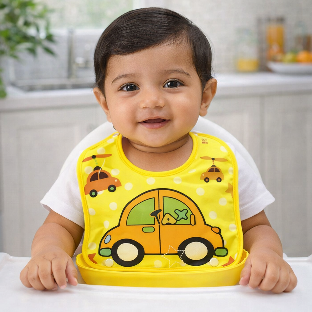 Silicone Feeding Bib | Waterproof Bib | With Detachable Tray | Baby Apron (Multicolor) | Pack of 3 - Image 3
