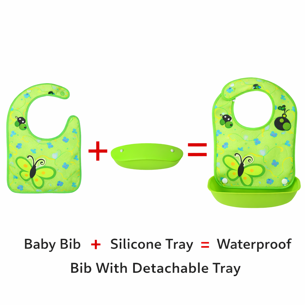 Silicone Feeding Bib | Waterproof Bib | With Detachable Tray | Baby Apron (Multicolor) | Pack of 3 - Image 5