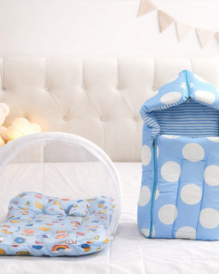 Combo in 2 in 1 | Sleeping Bag for Newborn | Portable Cotton Baby Bedding Set | Unisex Carry Nest & Baby Holder for New Born | Soft & Lightweight Infant Sleep Bag