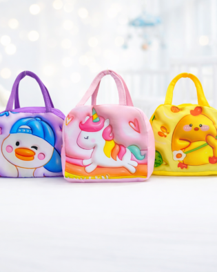 Cartoon Printed Insulated Lunch Storage Hand Bag | Cute Cartoon Lunch Bag for School, Picnic, Office, Outdoor, Travel | Useful for Kids, Men & Women (Design and Color May Vary) pack of 3