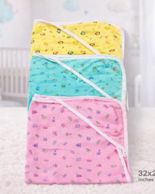 Hosiery Cotton Hooded Wrapper - Baby Towel for New Born | B Soft, Safe & Skin-Friendly | Perfect for Newborns 0-12 Months | Lightweight & Travel Friendly. | pack of 3
