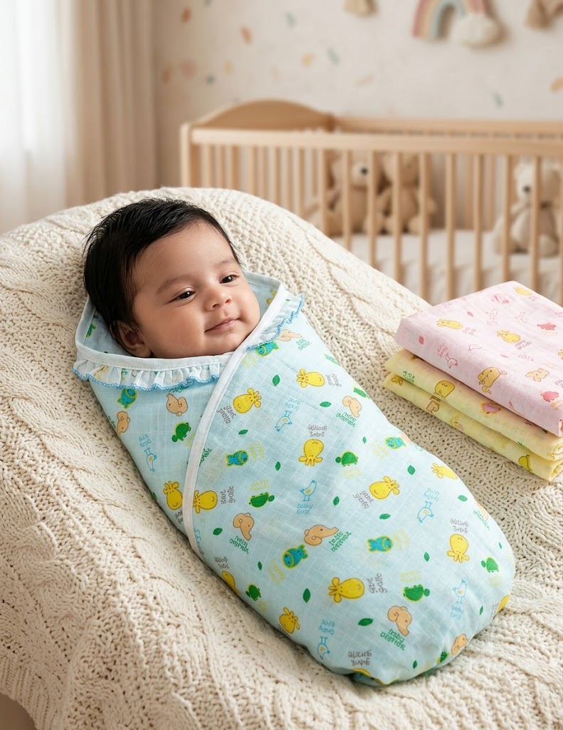 Combo 21 in 1 New Born Baby Complete Daily Items in Cotton Muslin (3-9 Months) - Image 3